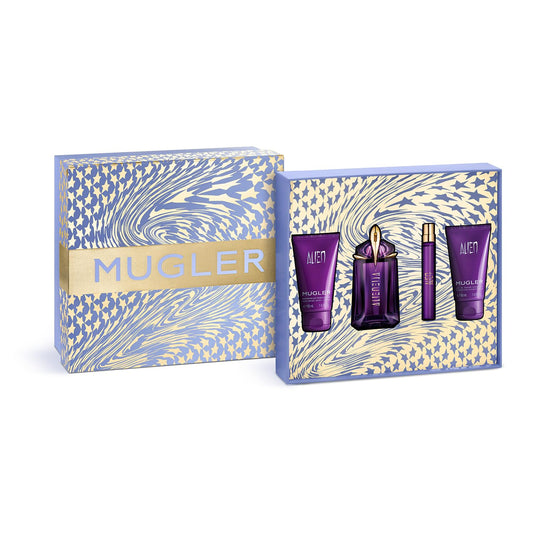 Mugler Alien 4-piece set: elegant EDP bottle centerpiece for gifting and fragrance layering.