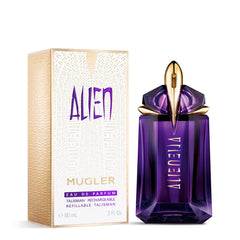 Mugler Alien refill bottle supports sustainable luxury in daily rituals.
