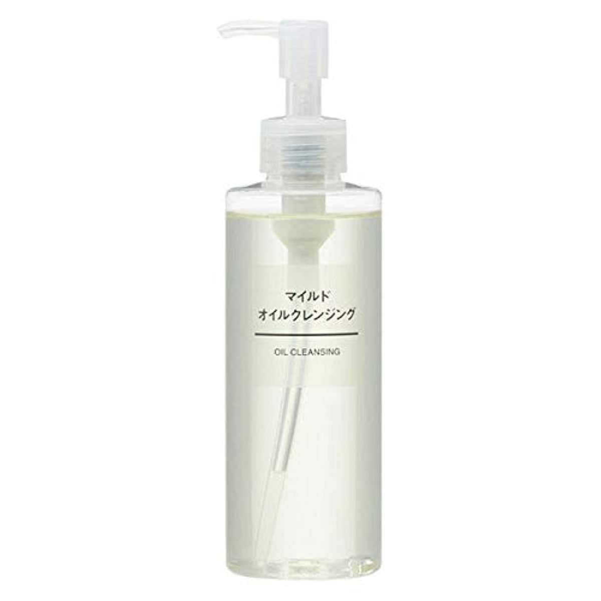MUJI Mild Oil Cleansing Oil bottle demonstrates gentle makeup removal for all skin types