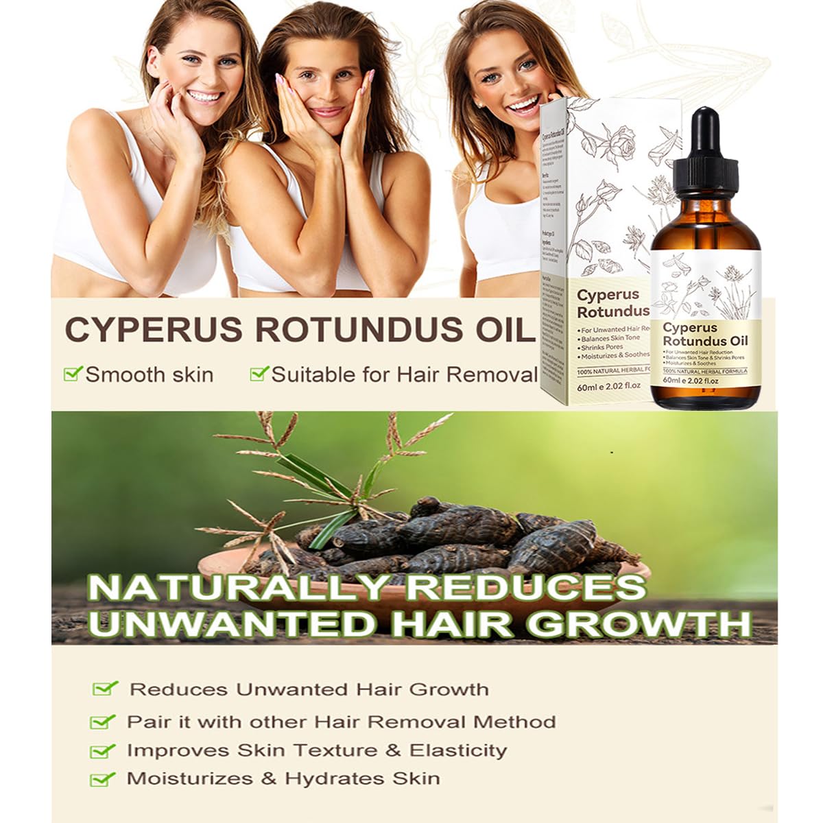 MulPG Cyperus Rotundus Oil deeply moisturizes without residue.