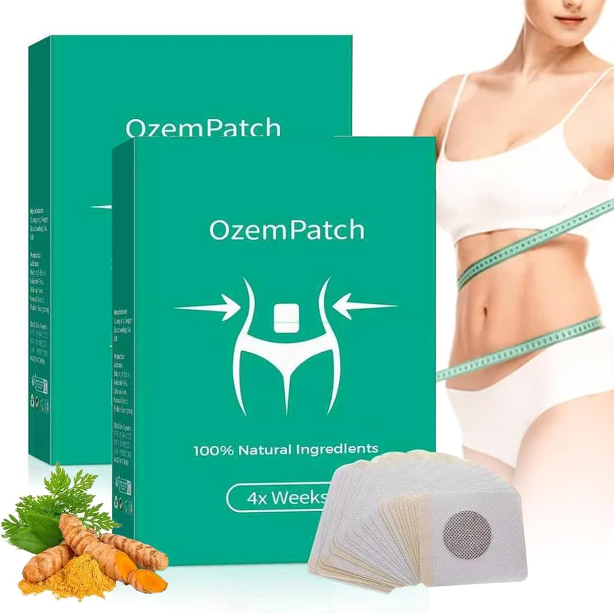 MUPUFU Rejuvacare Ozem patch on abdomen for discreet daily use