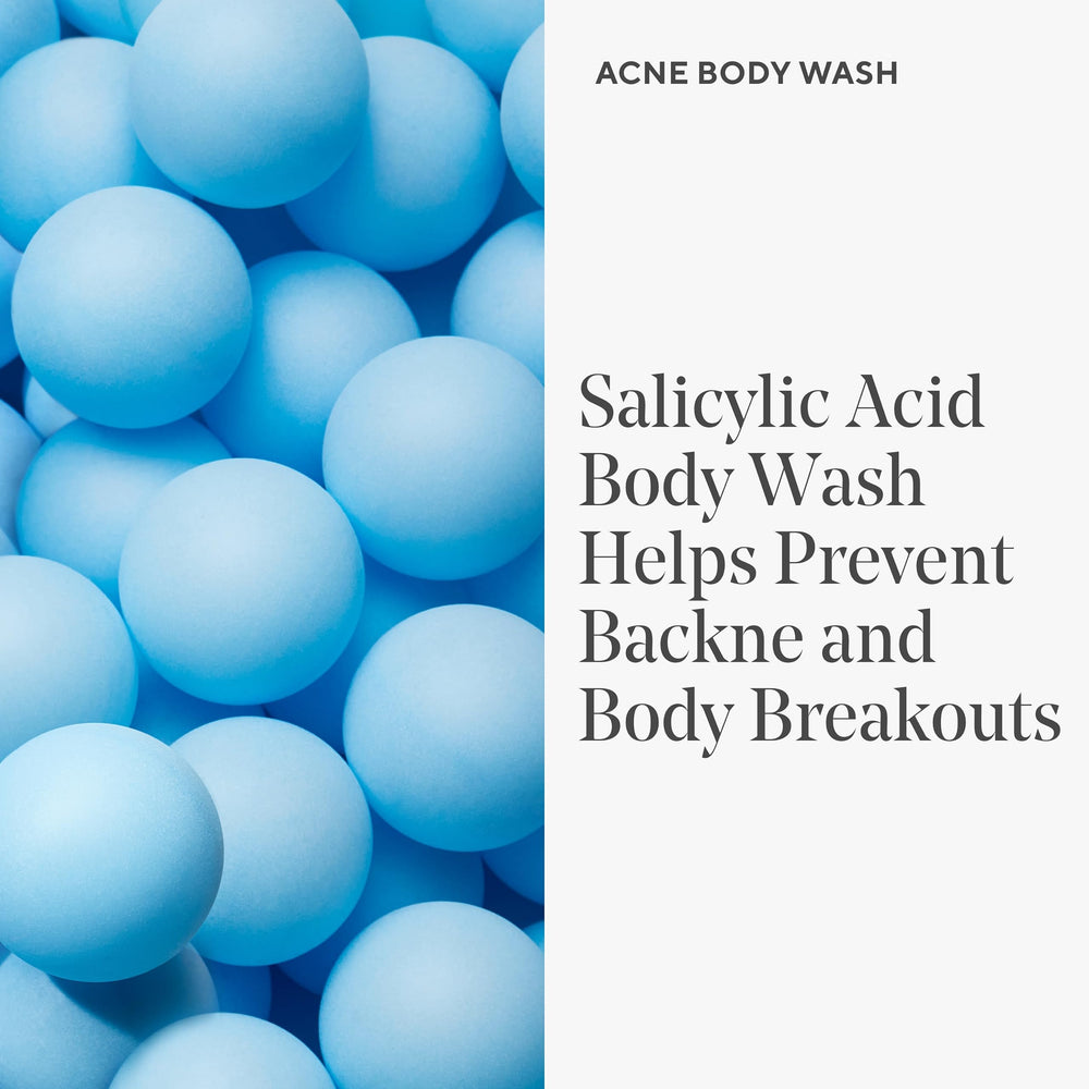 Murad Acne Body Wash label close-up featuring salicylic and glycolic acids