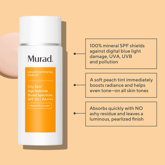 Murad City Skin Age Defense SPF 50 bottle cap, compact travel-friendly design