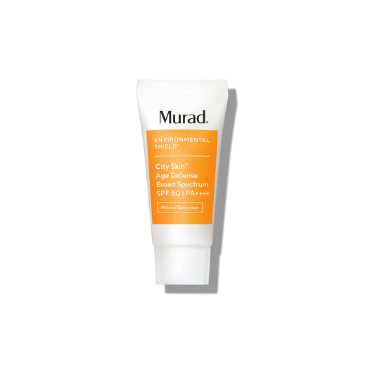 Murad City Skin Age Defense SPF 50 bottle front showing compact urban protection
