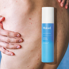 Murad Clarifying Body Spray liquid-texture shows lightweight, fast-absorbing formula.
