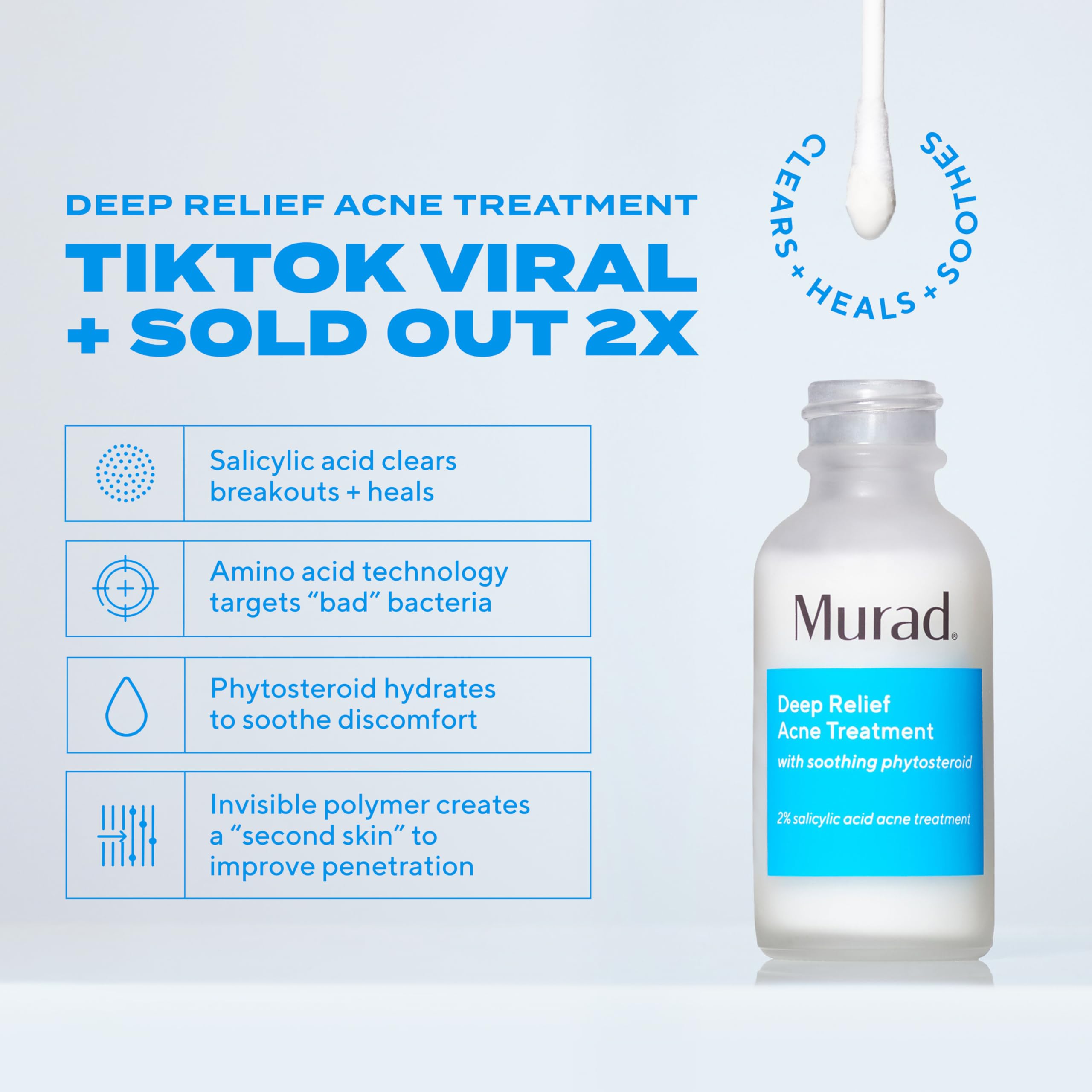 Murad Deep Relief label detail highlights active 2% salicylic acid.
