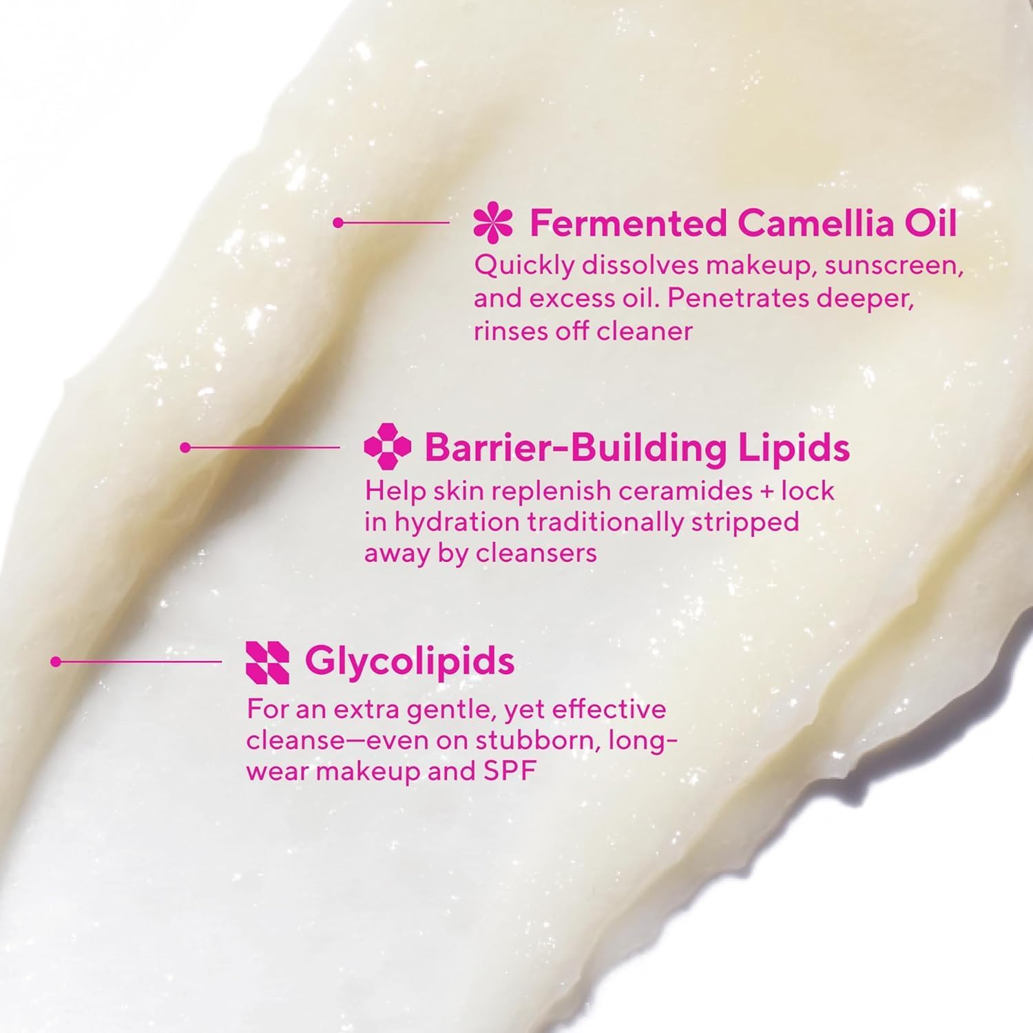 Texture on hand shows Murad Lipid-Enriched Cleansing Balm balm-to-oil transition