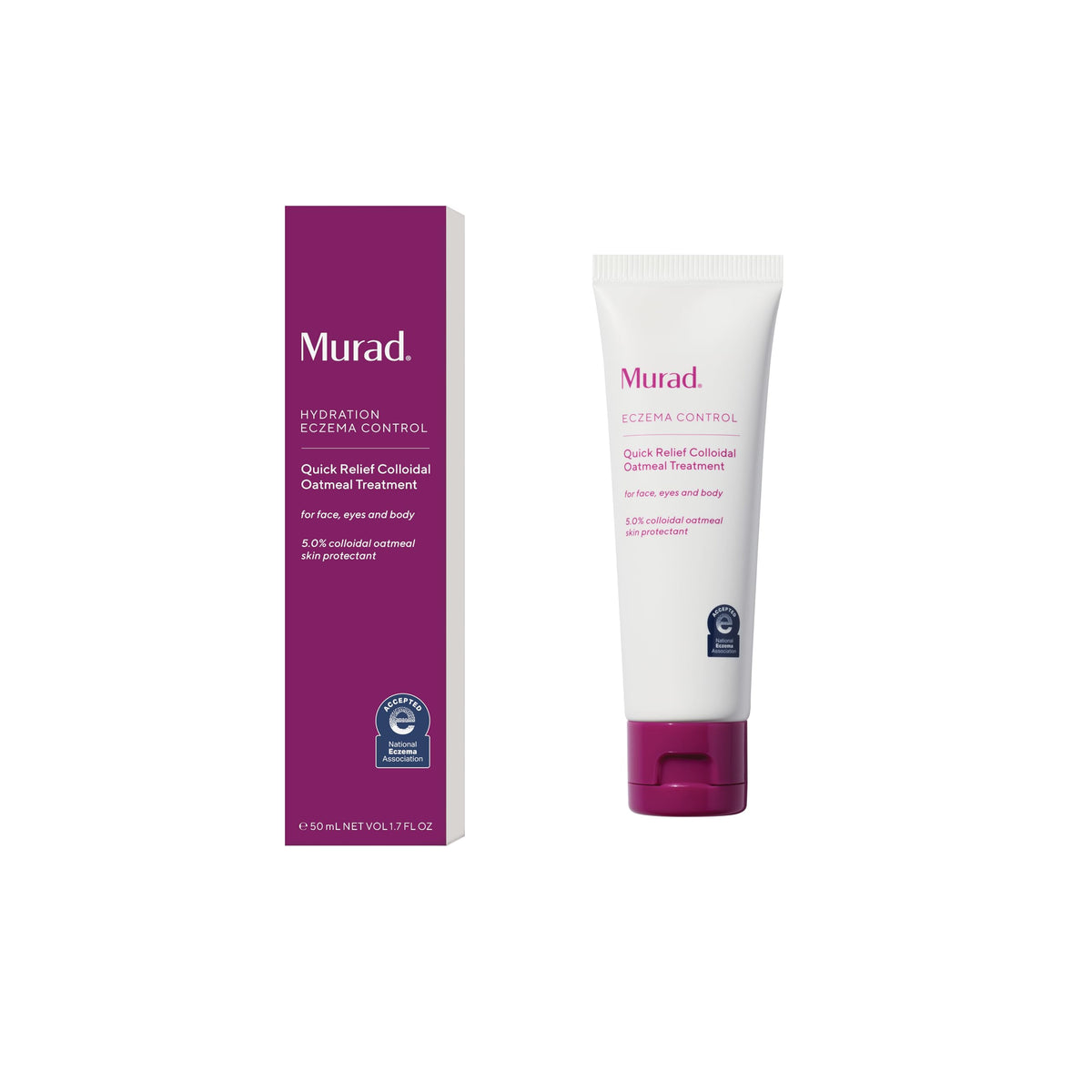 Murad Quick Relief colloidal oatmeal cream bottle provides fast soothing hydration.