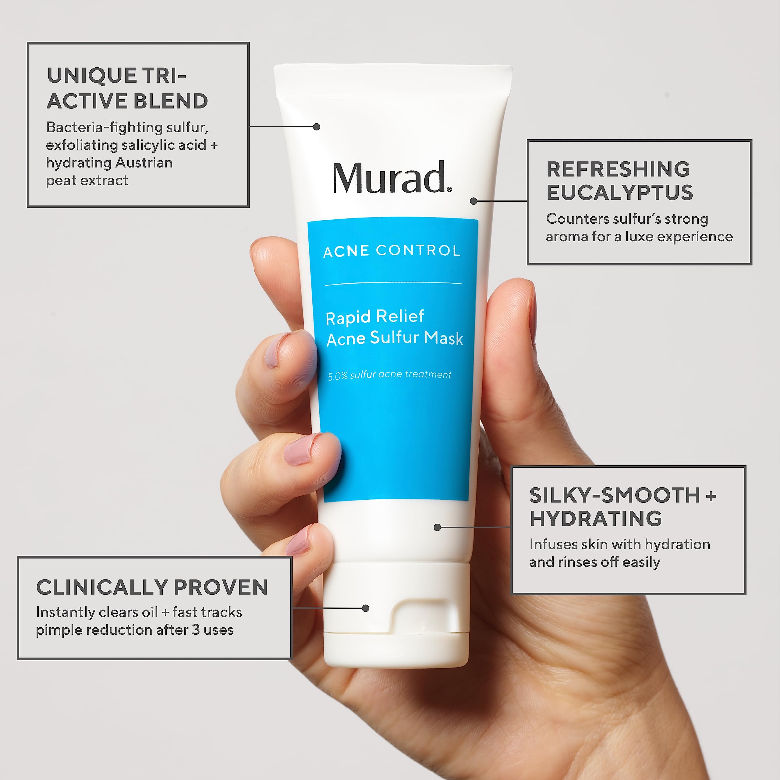 Applying Murad Rapid Relief mask forms an even facial layer for targeted treatment