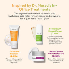 Murad Retinol Serum bottle close-up highlights night-time renewal potential for smoother skin.