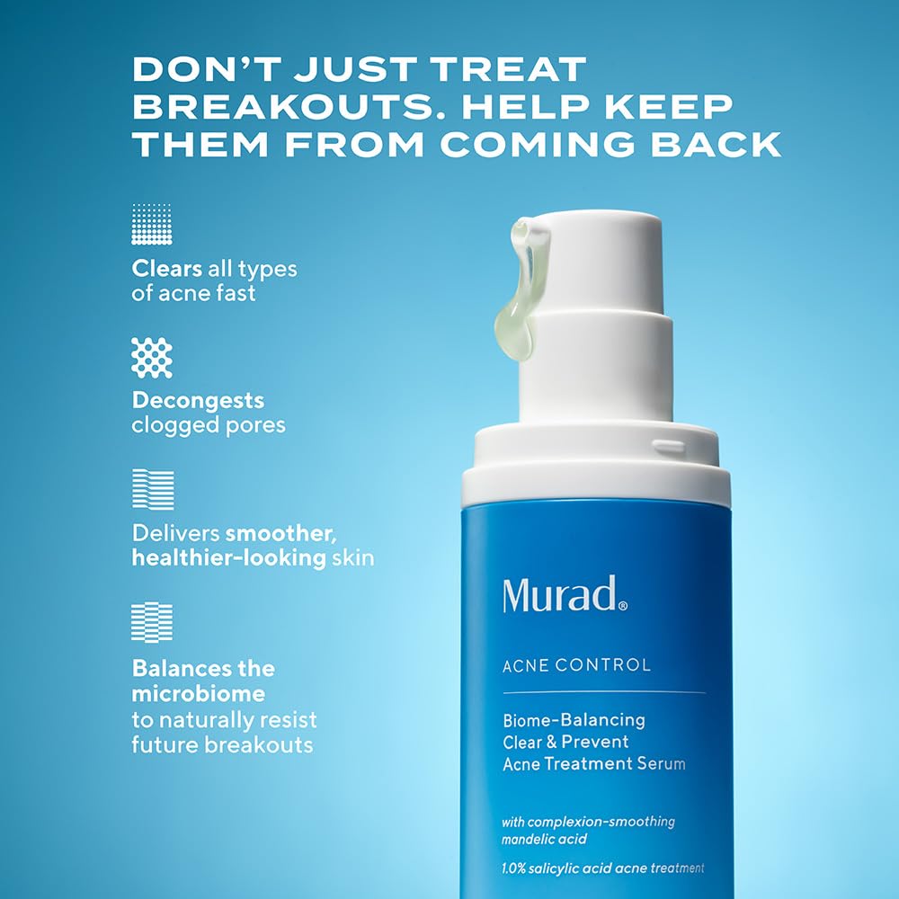 Murad serum with salicylic acid targets clogged pores for clear-looking skin.