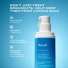 Murad serum with salicylic acid targets clogged pores for clear-looking skin.