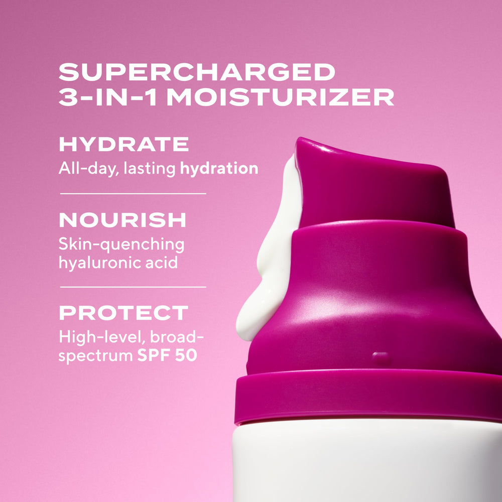 Murad SPF 50 moisturizer application squeeze highlights smooth texture and easy use.