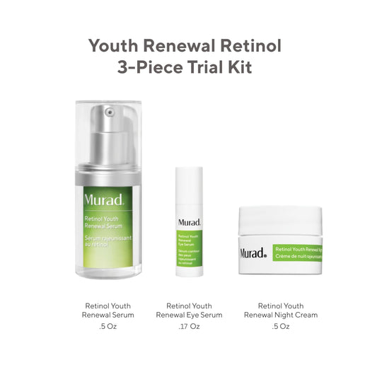 Murad Youth Renewal Serum bottle, compact retinol formula for smoother skin.