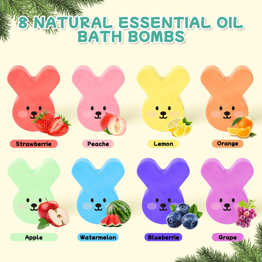 MURAN SHOWER Easter bunny bath bomb creates colorful fizz and bath-time excitement.