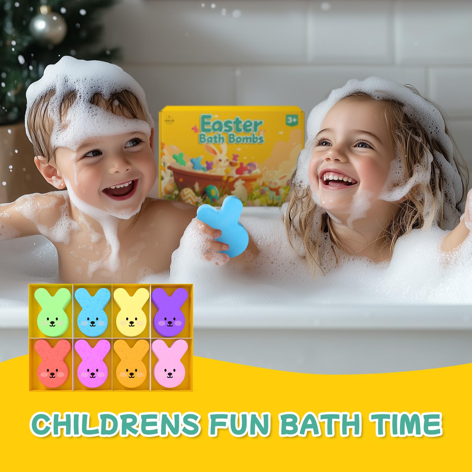 MURAN SHOWER Easter chick bath bomb with playful scent for kids' baths.