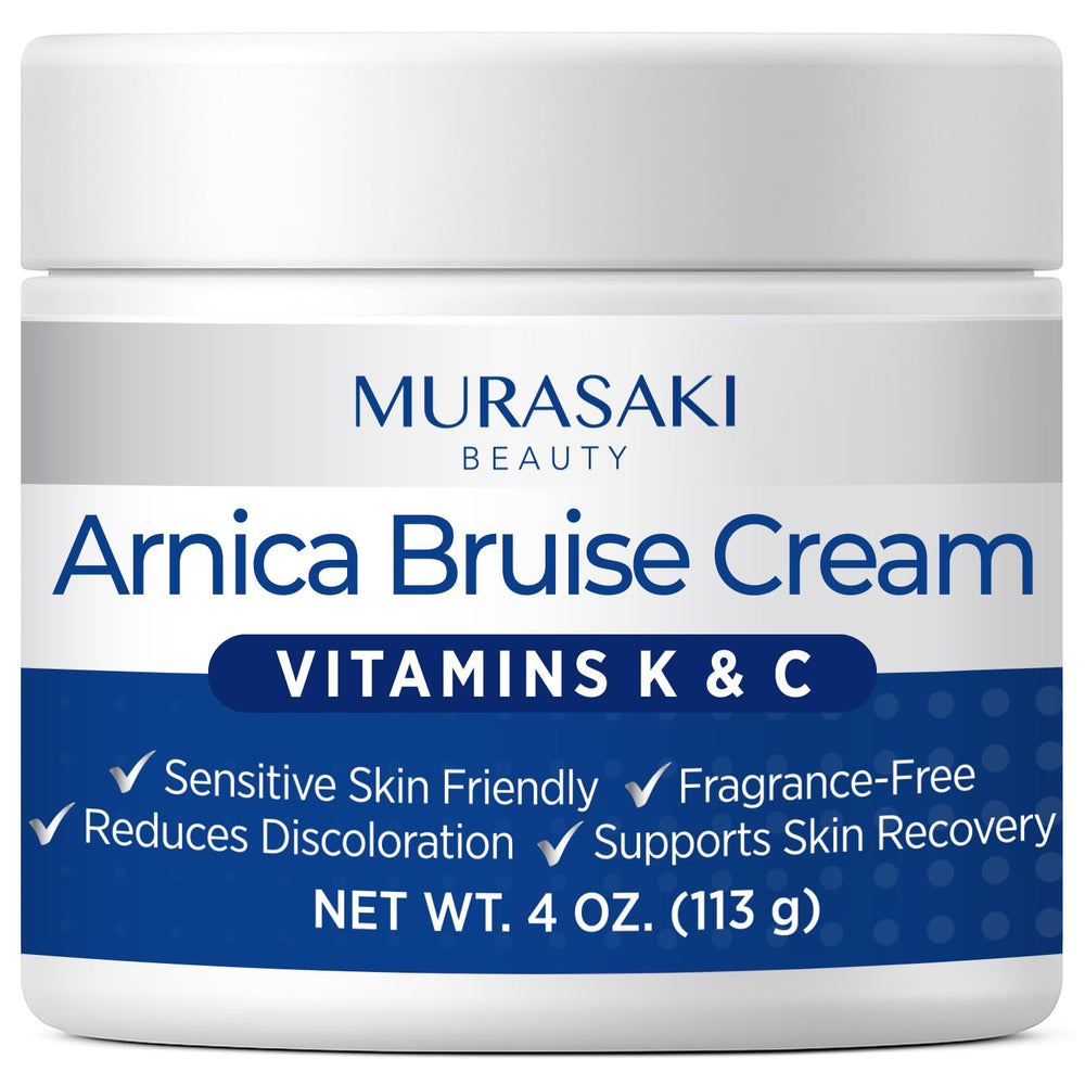 Murasaki Beauty Arnica Bruising Cream bottle for convenient daily bruise care