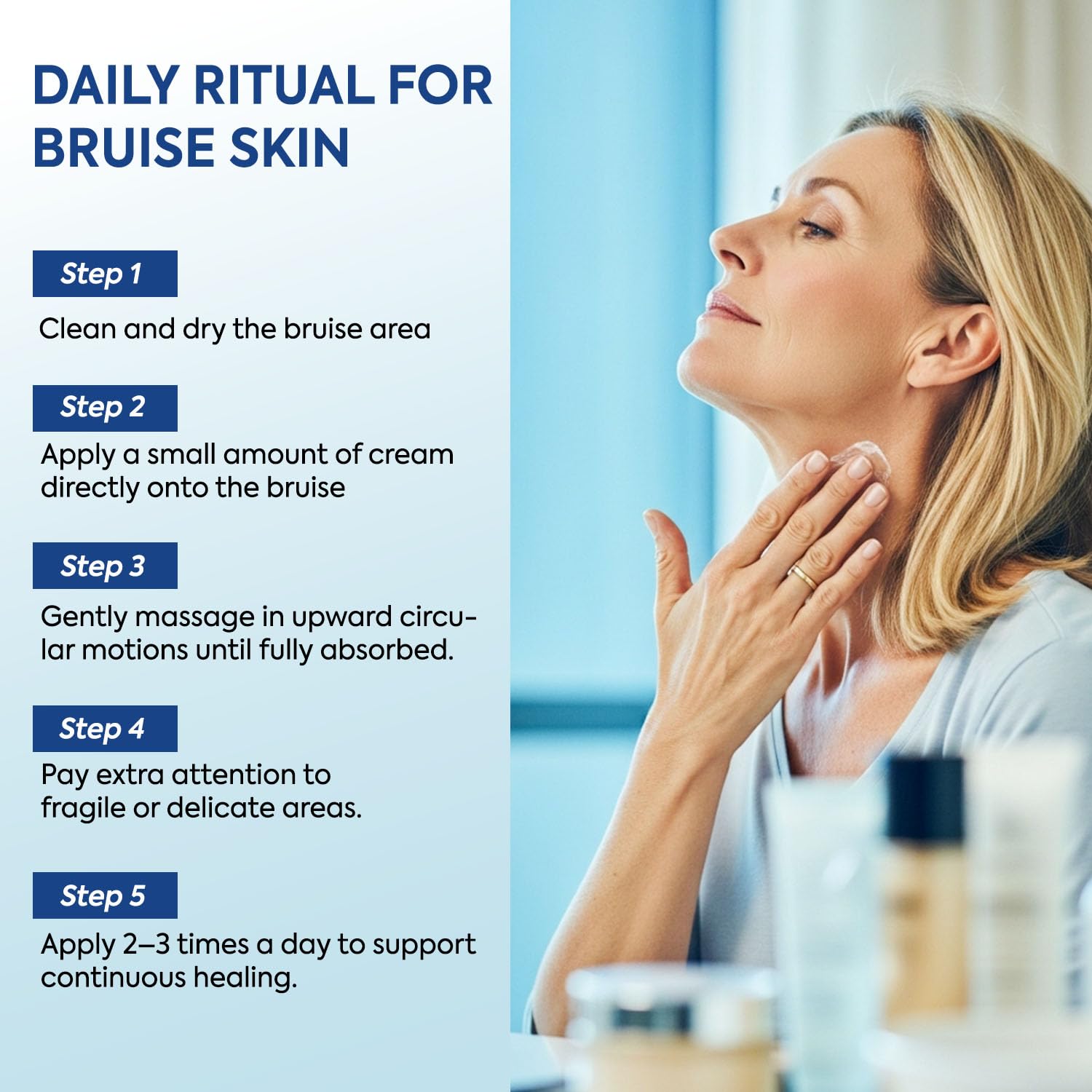 Murasaki Beauty Arnica Bruising Cream on skin provides gentle soothing support