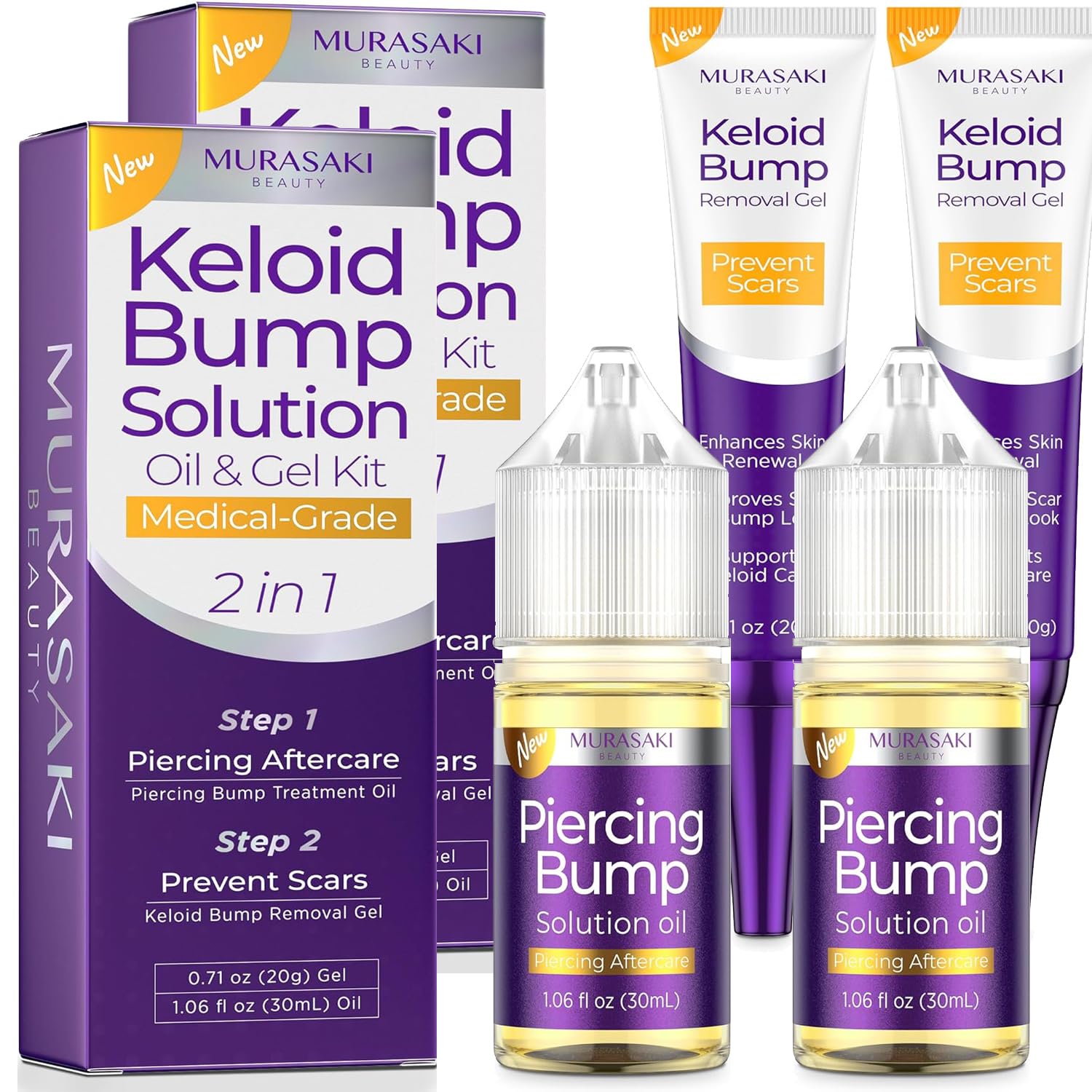 MURASAKI BEAUTY piercing oil bottle pour for soothing aftercare of pierced skin.