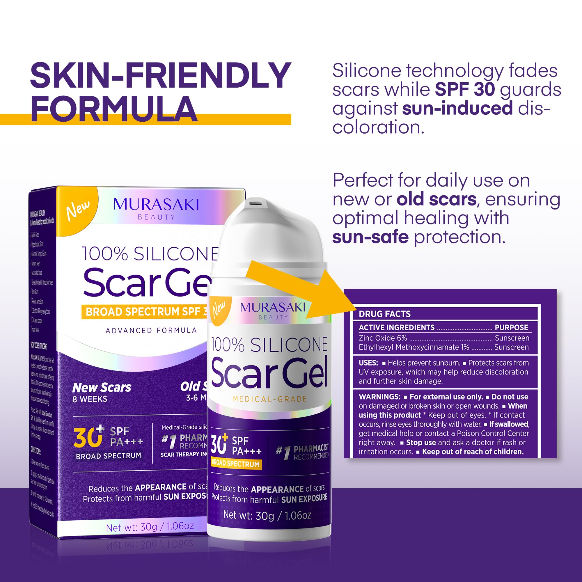 MURASAKI BEAUTY silicone scar gel texture for smoother healing.