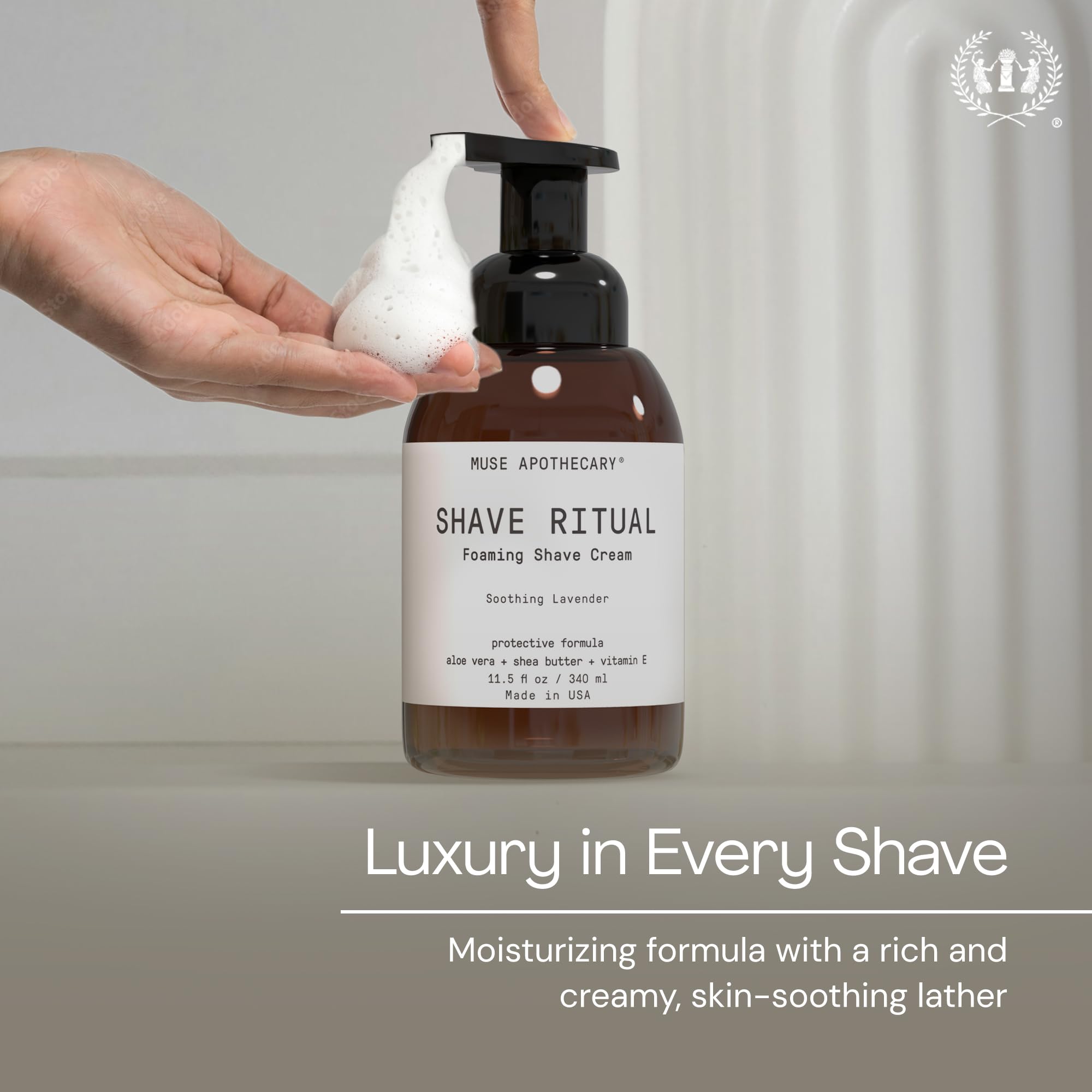 Luxurious Muse Apothecary Foaming Shave Ritual-lather delivering comfortable, controlled shaving