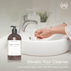 Muse Apothecary Hand Ritual dispensing pump highlights convenient daily hand care with nourishing formula.