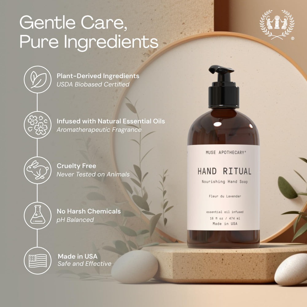 Muse Apothecary Hand Ritual texture-application captures smooth, non-sticky finish after washing.