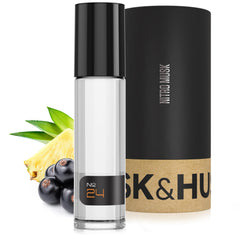 Musk & Hustle No.24 Creed Aventus-inspired bottle close-up for premium oil fragrance.