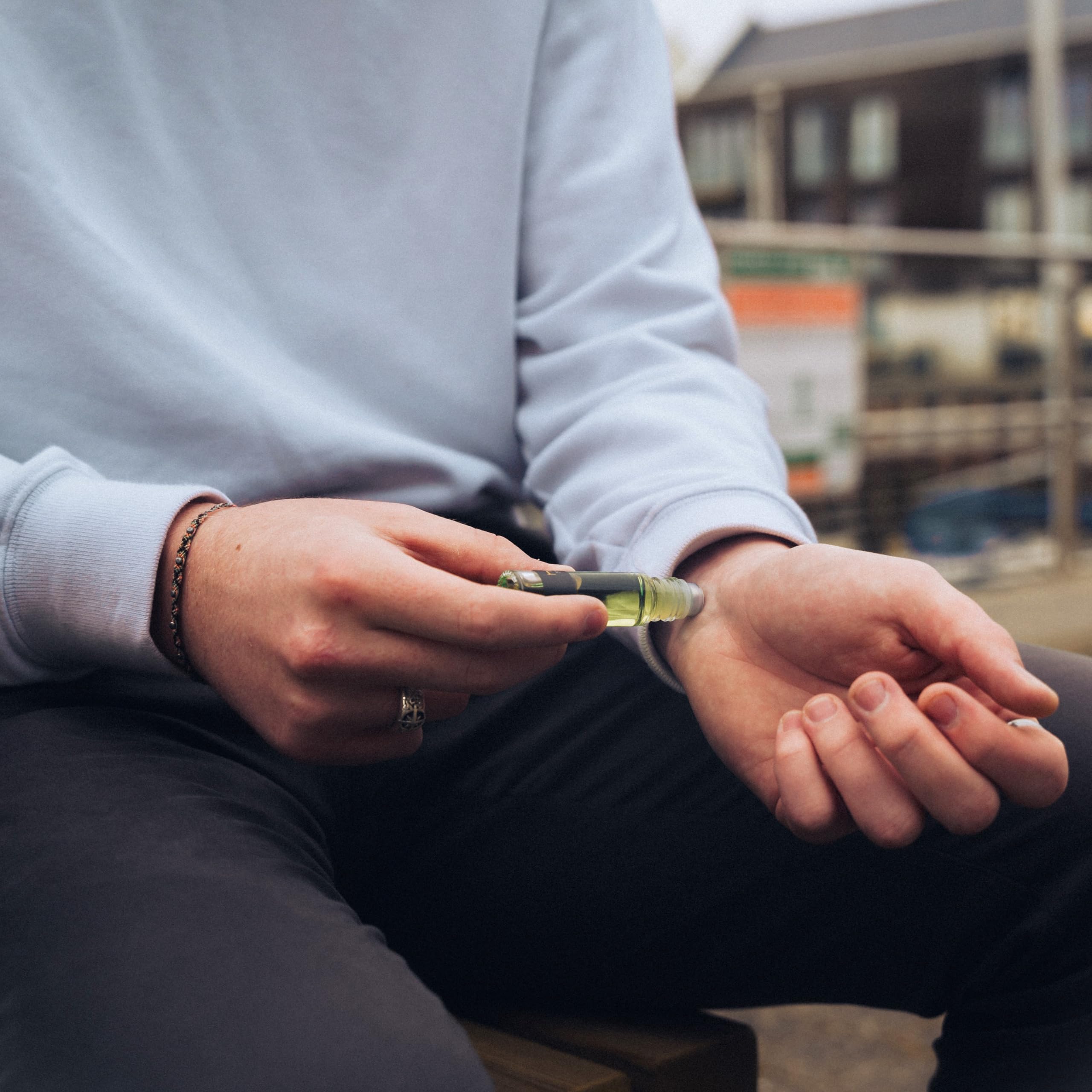 Musk & Hustle No.24 travel-size roll-on for on-the-go fragrance.