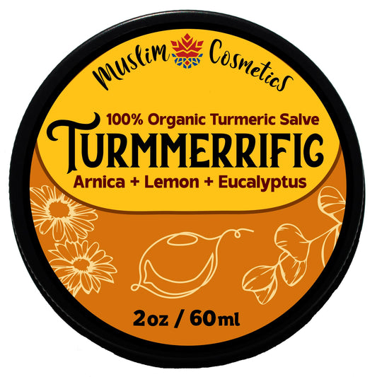 Muslim Cosmetics Turmmerrific turmeric salve tin for daily hydrating skin care