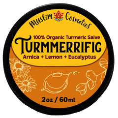 Muslim Cosmetics Turmmerrific turmeric salve tin for daily hydrating skin care