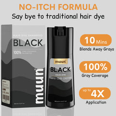 Closeup of Muun shampoo color-coverage effect on gray hair