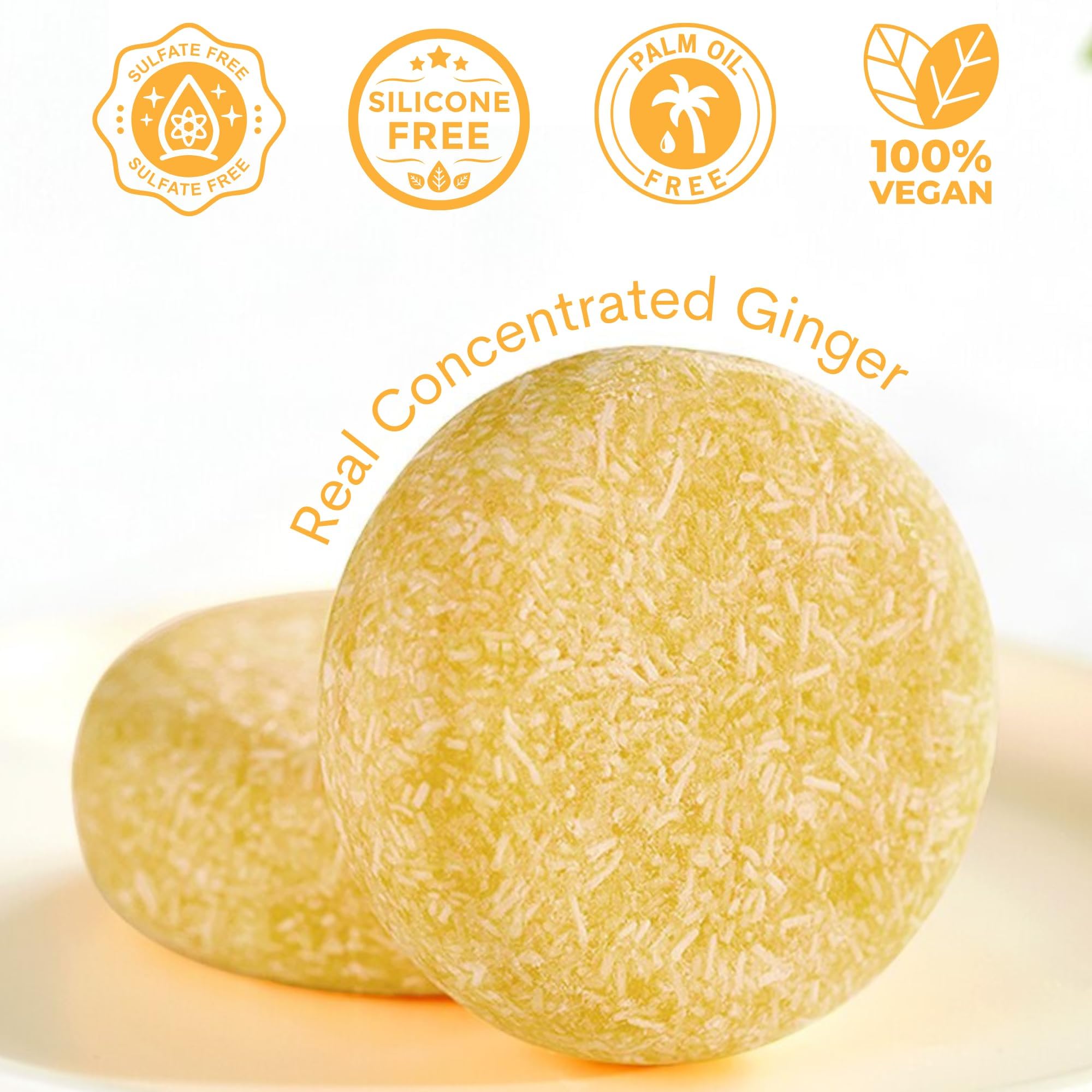 Muun Ginger shampoo bar Pack 3 sustainable packaging and plant-based formula shown.