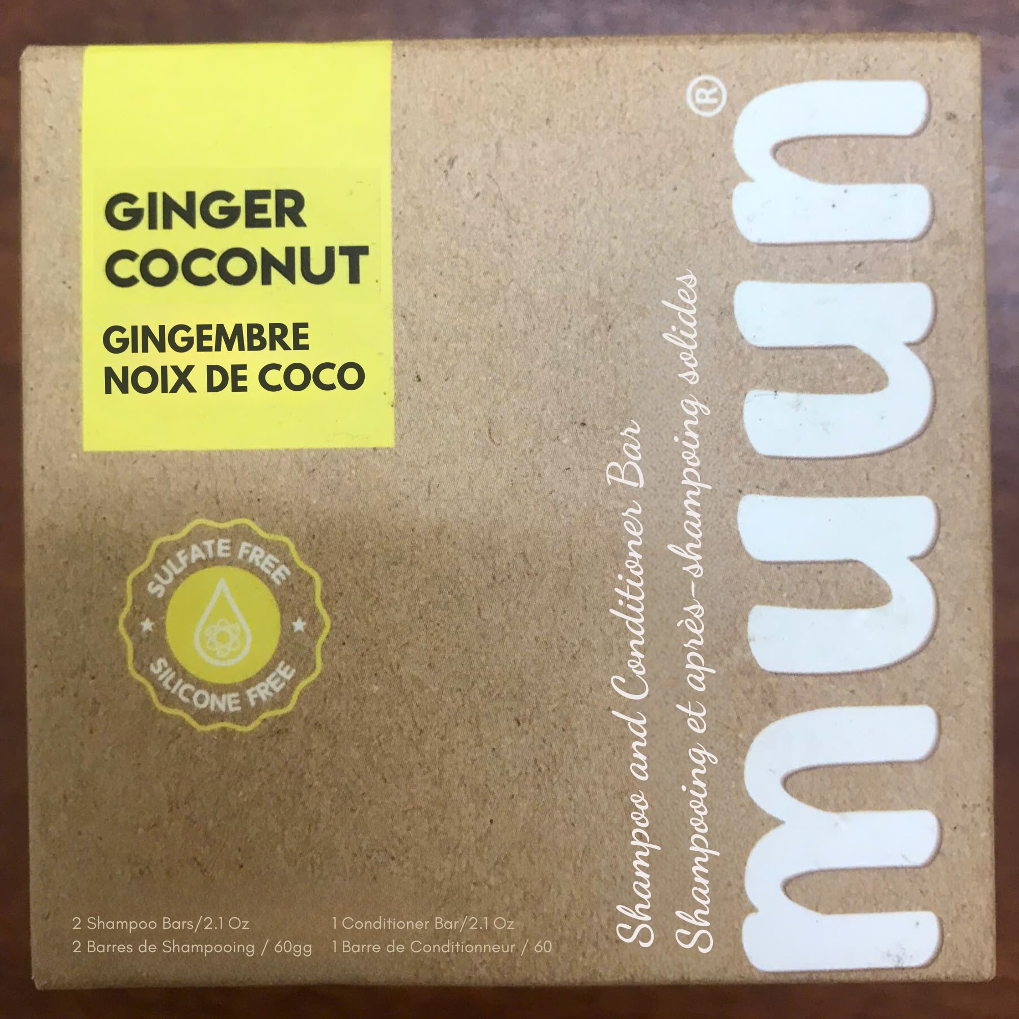 Muun Ginger shampoo bar Pack 3 travel-friendly bar for gym and trips.
