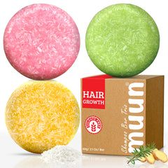 Muun ginger-rosemary-rice-water shampoo bar pack for all hair types