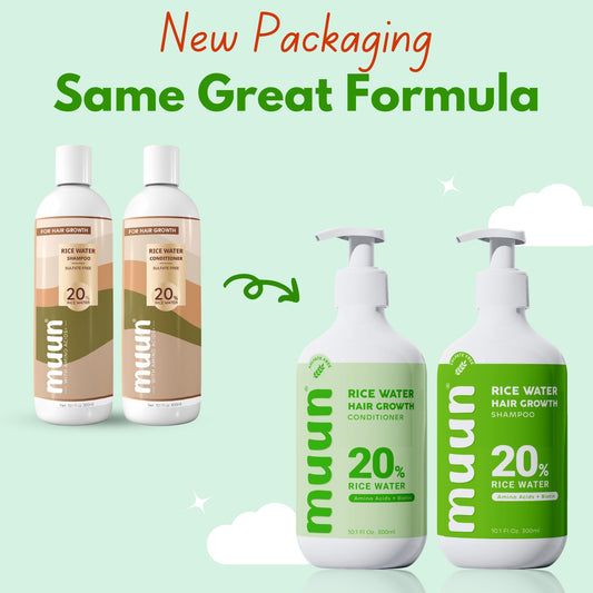 Muun Rice Water Conditioner bottle emphasizing vegan, clean formula