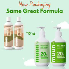 Muun Rice Water Conditioner bottle emphasizing vegan, clean formula