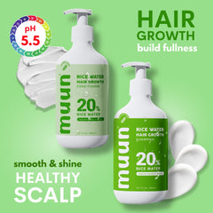 Muun rice water shampoo lather closeup suggests gentle cleansing for all hair types