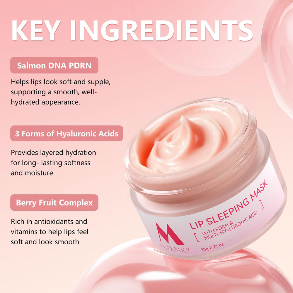 Muxmrx PDRN Lip Sleeping Mask with berry fruit complex nourishes lips