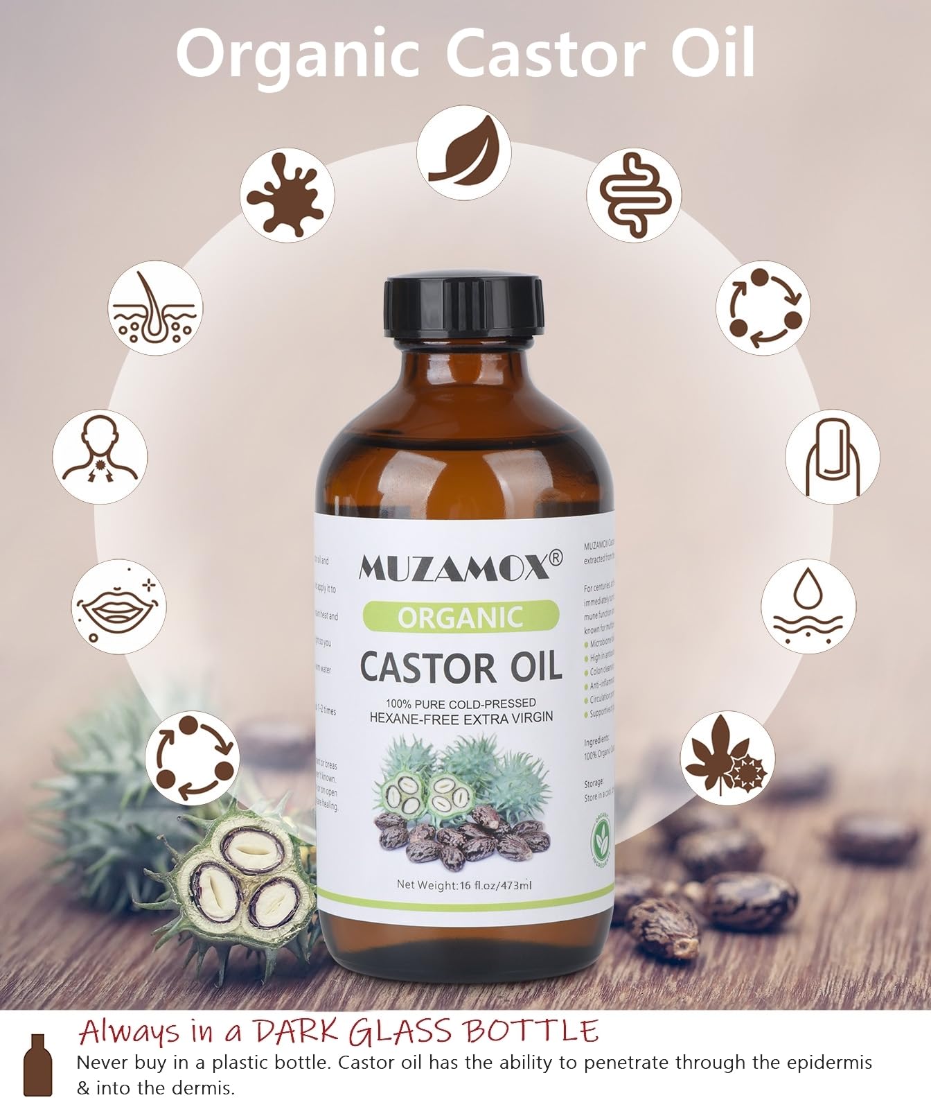 MUZAMOX castor oil pack wrap ready for abdominal or joint relief