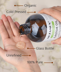 MUZAMOX castor oil on scalp supporting potential hair growth and follicle nourishment