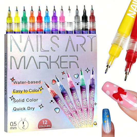 MUZAMOX nail art pens with a 0.5mm fine tip for precise lines and tiny details
