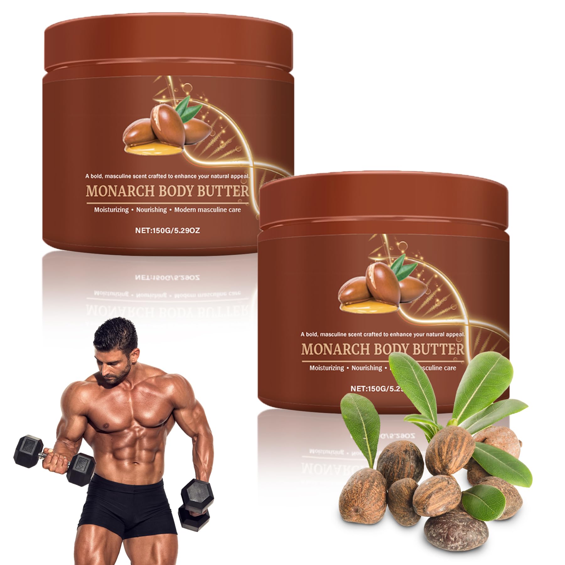 MVC Crowned Skin Body Butter for Men jar close-up showing rich hydration.