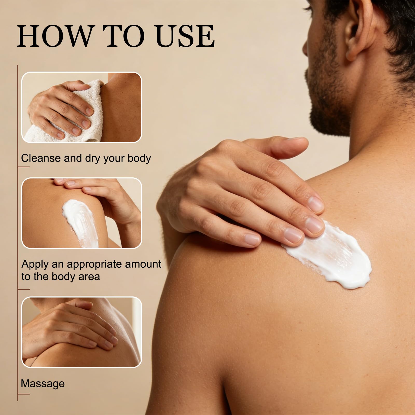 MVC Crowned Skin Body Butter for Men non-greasy, quick-absorption texture on skin.