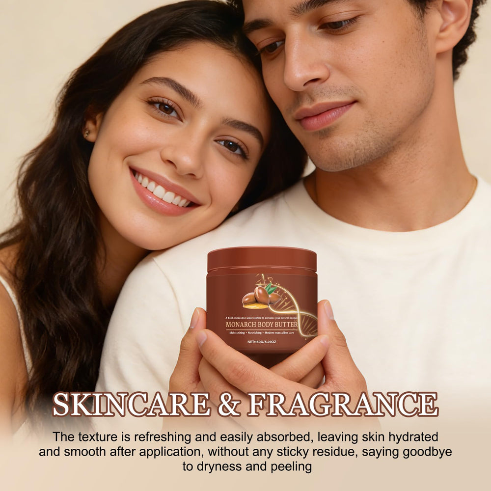 MVC Crowned Skin Body Butter for Men premium packaging and scent design.