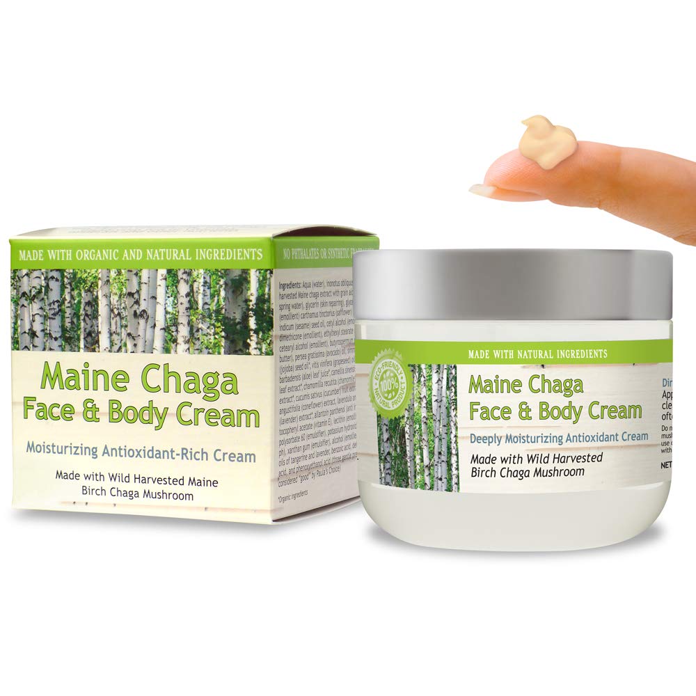 My Berry Maine Chaga face cream bottle showing chaga hydration for daily use