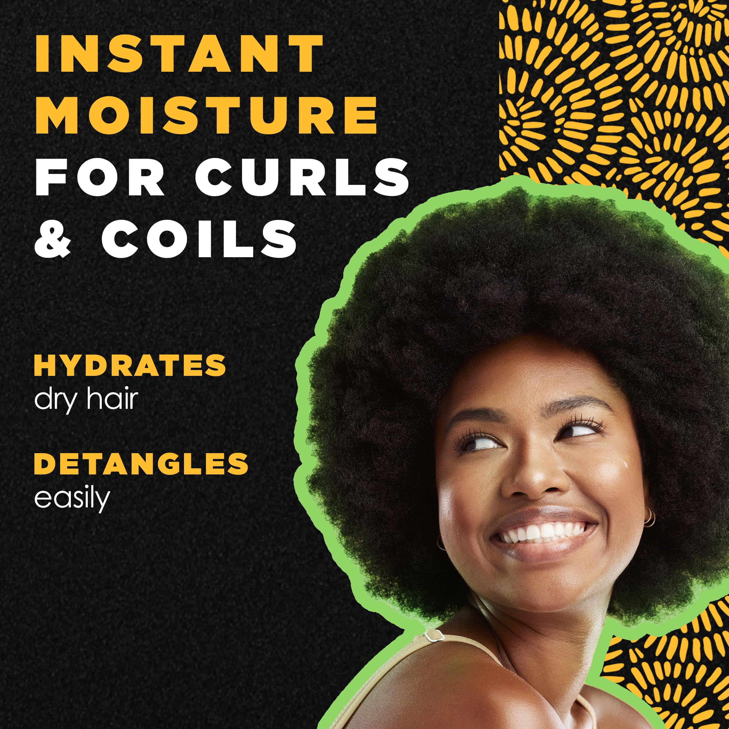 Coconut oil and honey rich formula shown for nourished curls