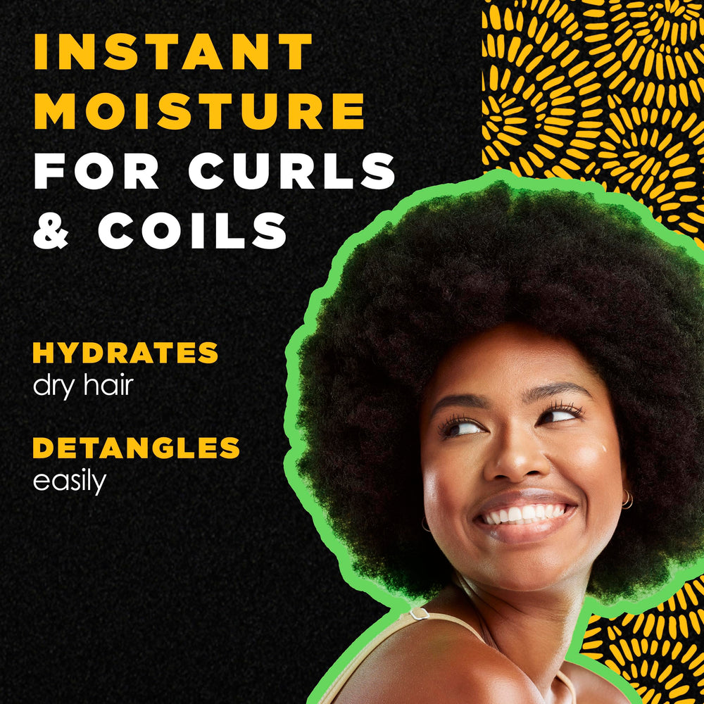 Coconut oil and honey rich formula shown for nourished curls
