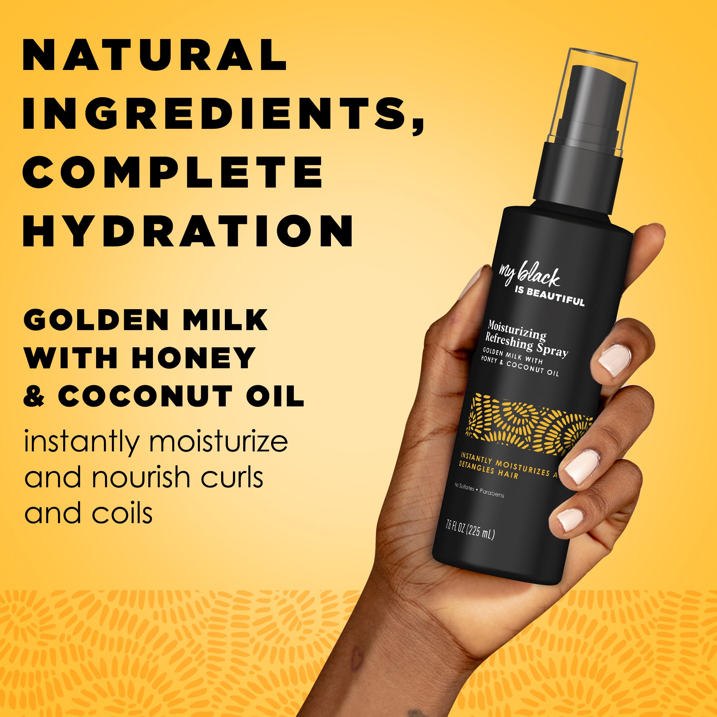 MY BLACK IS BEAUTIFUL Detangling Spray mist demonstrates quick application for styling
