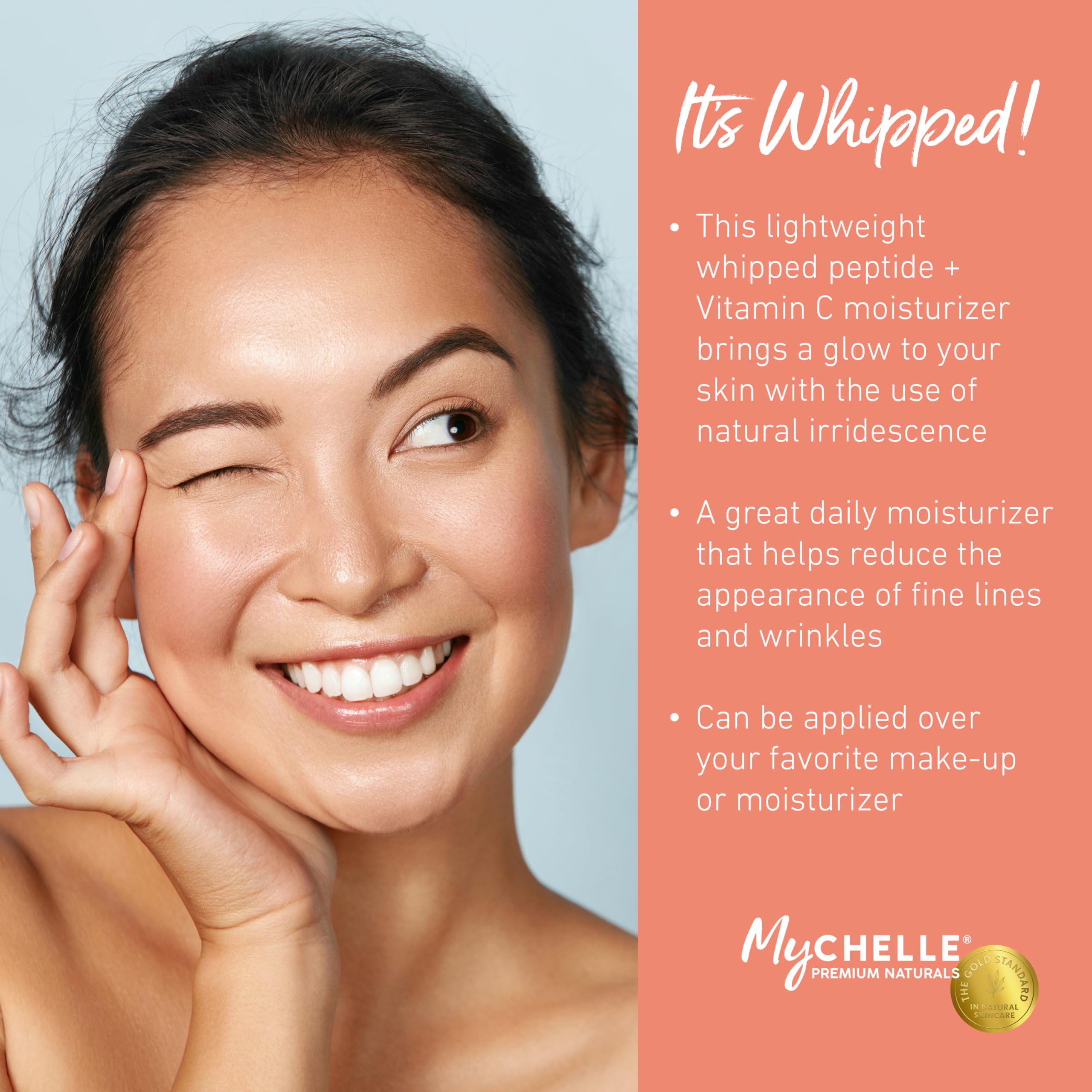 MyCHELLE Illuminating Peptide-Rich Whipped Moisturizer texture swatch highlights airy formula